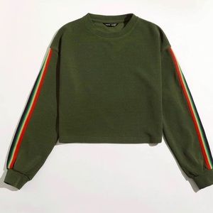 Green rainbow sleeve sweater